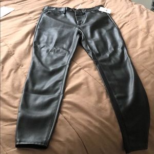 Women faux leather high waisted pants